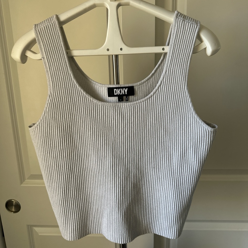 DKNY Light Gray Ribbed Tank Top